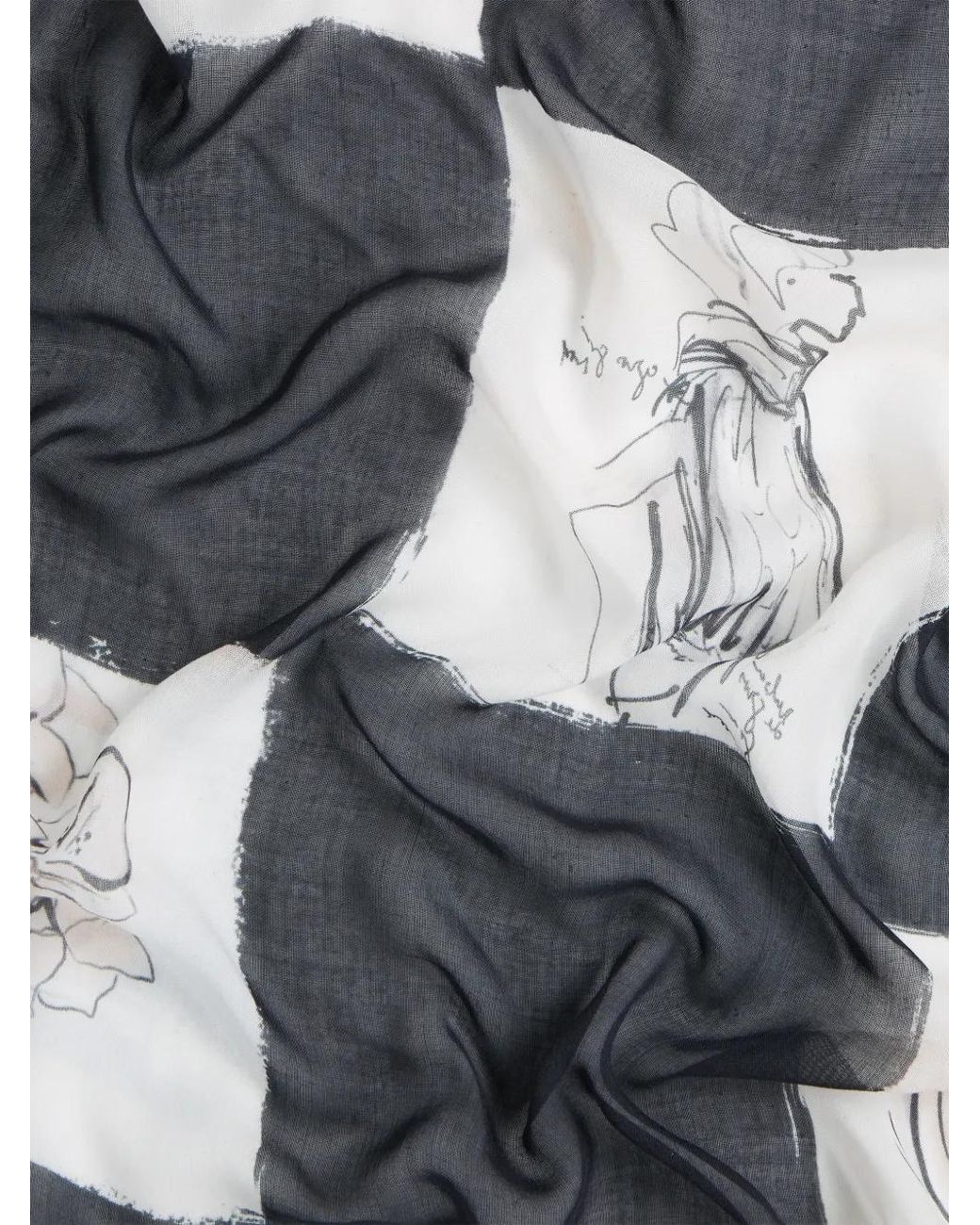 Karl Lagerfeld Blue K/Ballet Checked Modal Blend Scarf