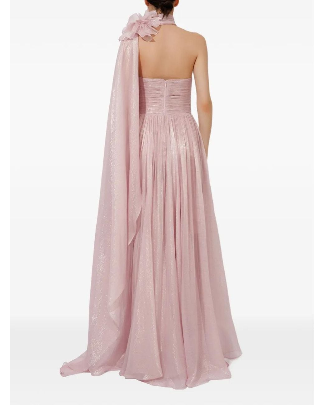 IRIS SERBAN Pink Anette Flower-Embellished Maxi Dress