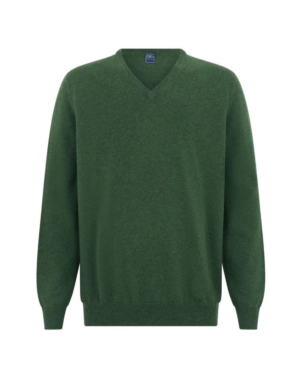 Fedeli Green Pull En Cachemire À Col V for men