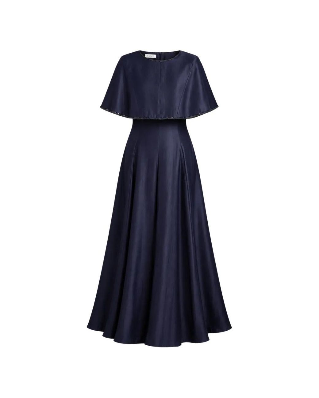 Baruni Blue Maxi Cape-Overlay A-Line Dress