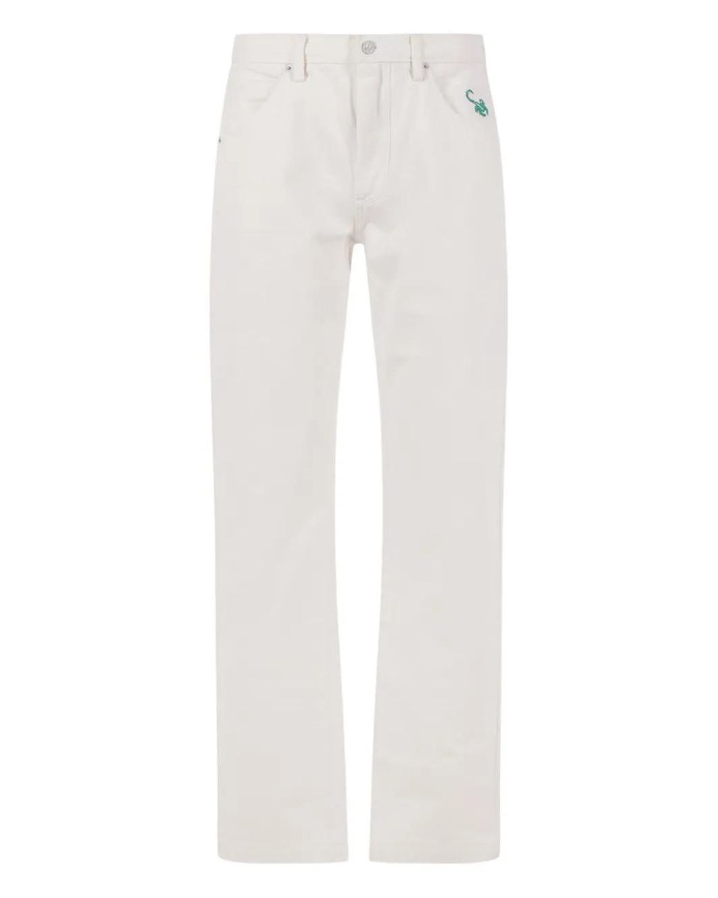 Cherry World White Embroidery-Detail Jeans for men