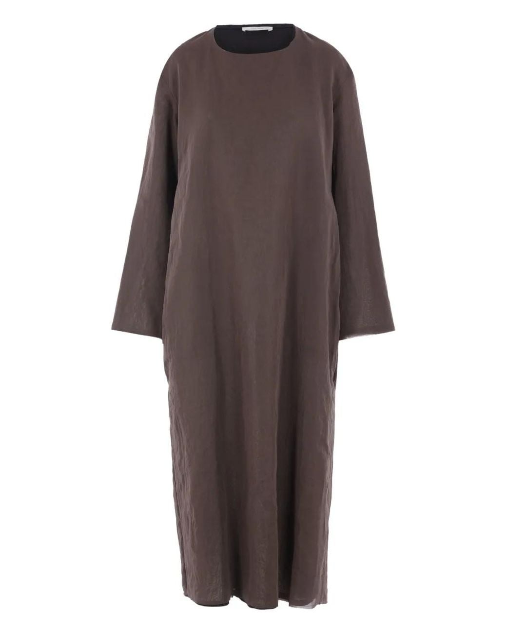 The Row Brown Catia Long-Sleeve Cotton Maxi Dress