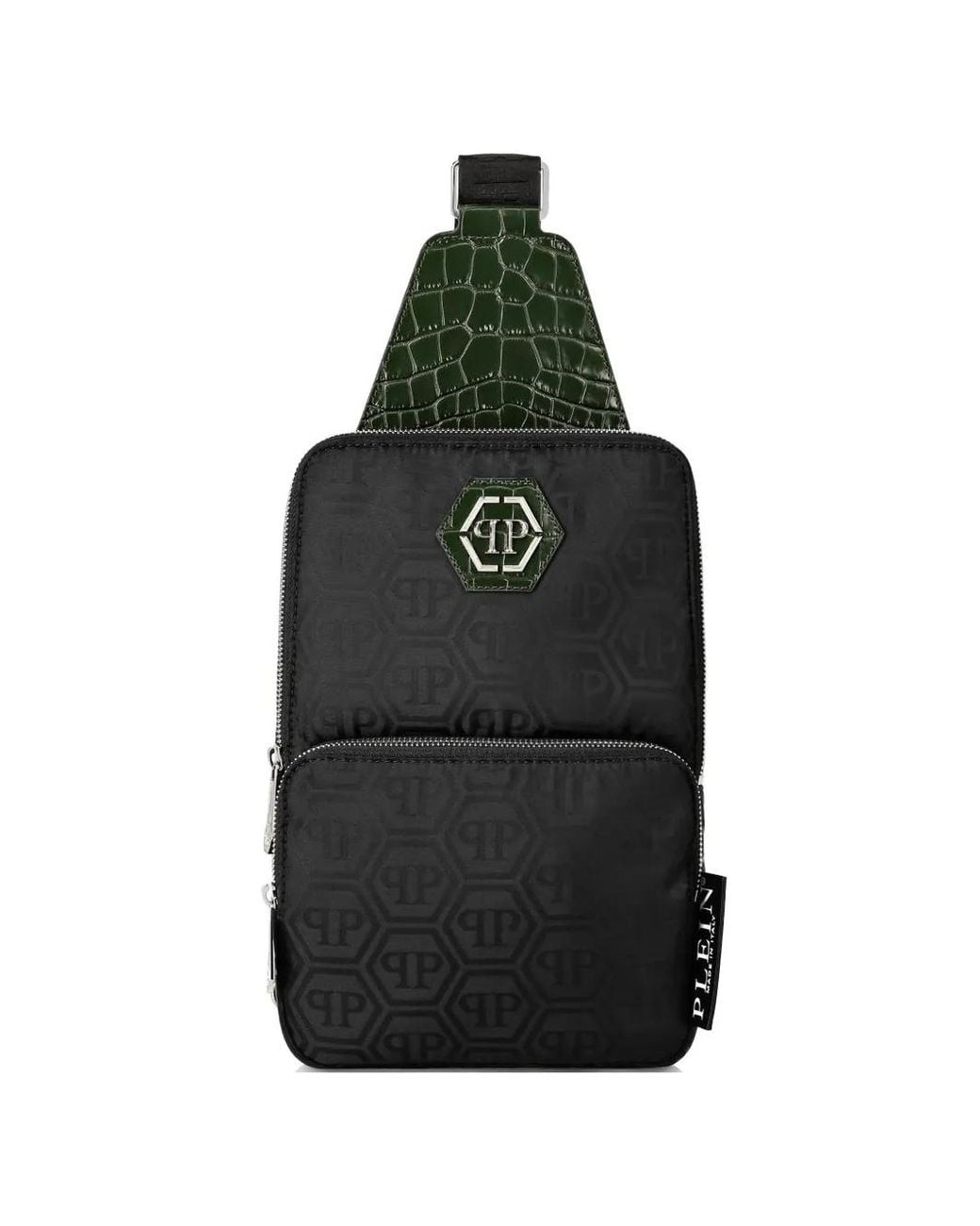 Philipp Plein Black Monogram Backpack for men