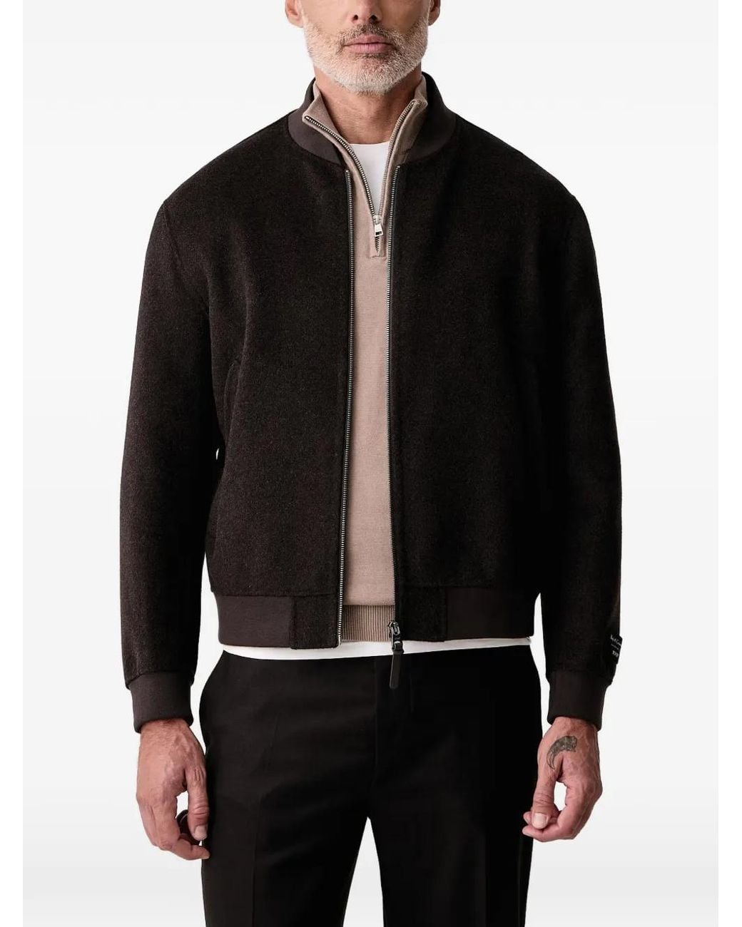 Joop! Black Logo-Patch Bomber Jacket for men