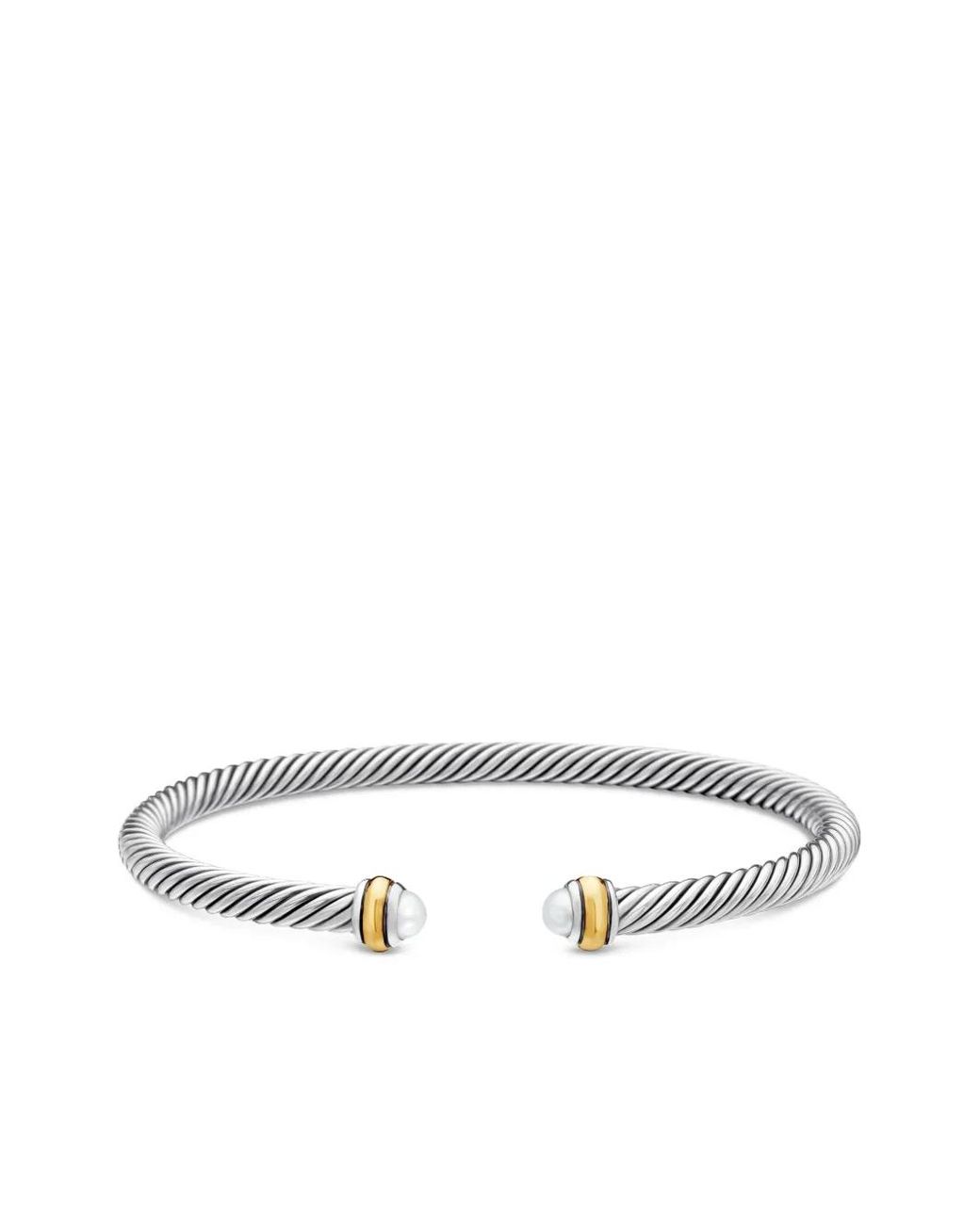David Yurman White 18Kt And Sterling Classic Cable Bracelet (4Mm)