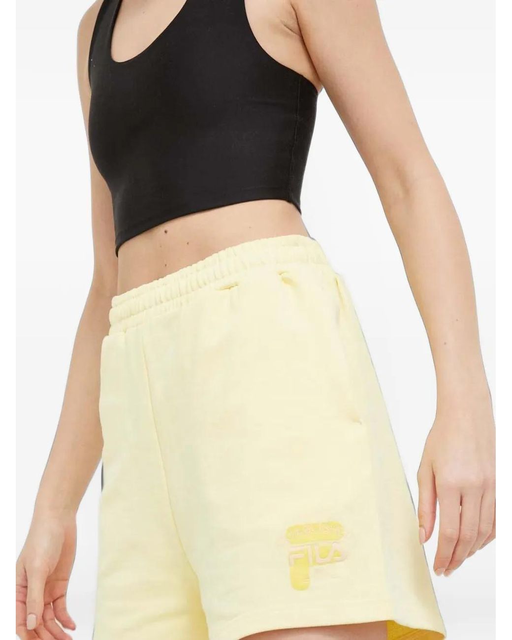 Fila White Logo-Embroidered Elasticated Shorts