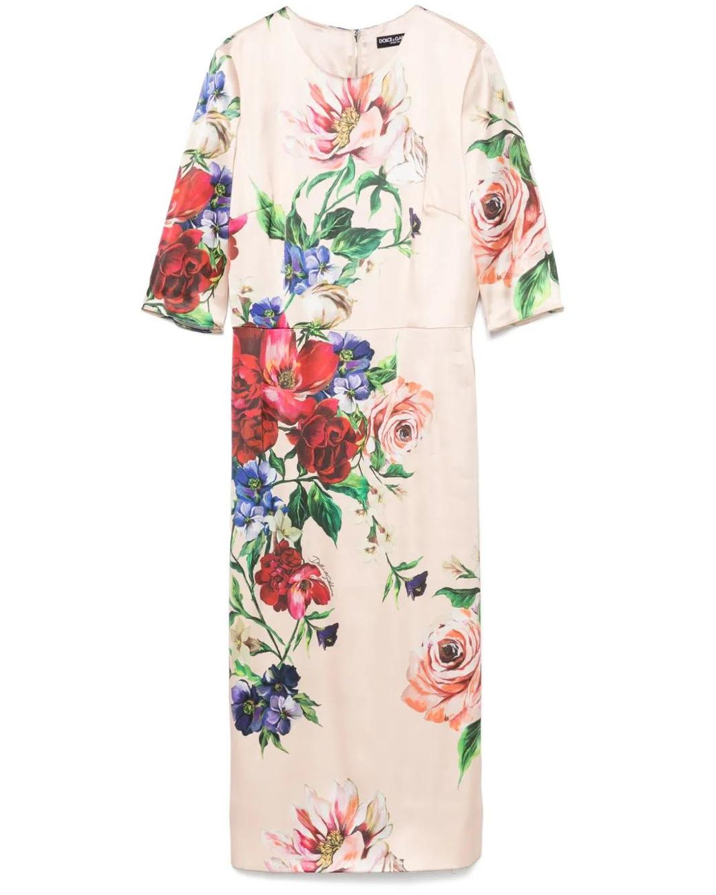 Dolce & Gabbana White Floral Print Midi Dress