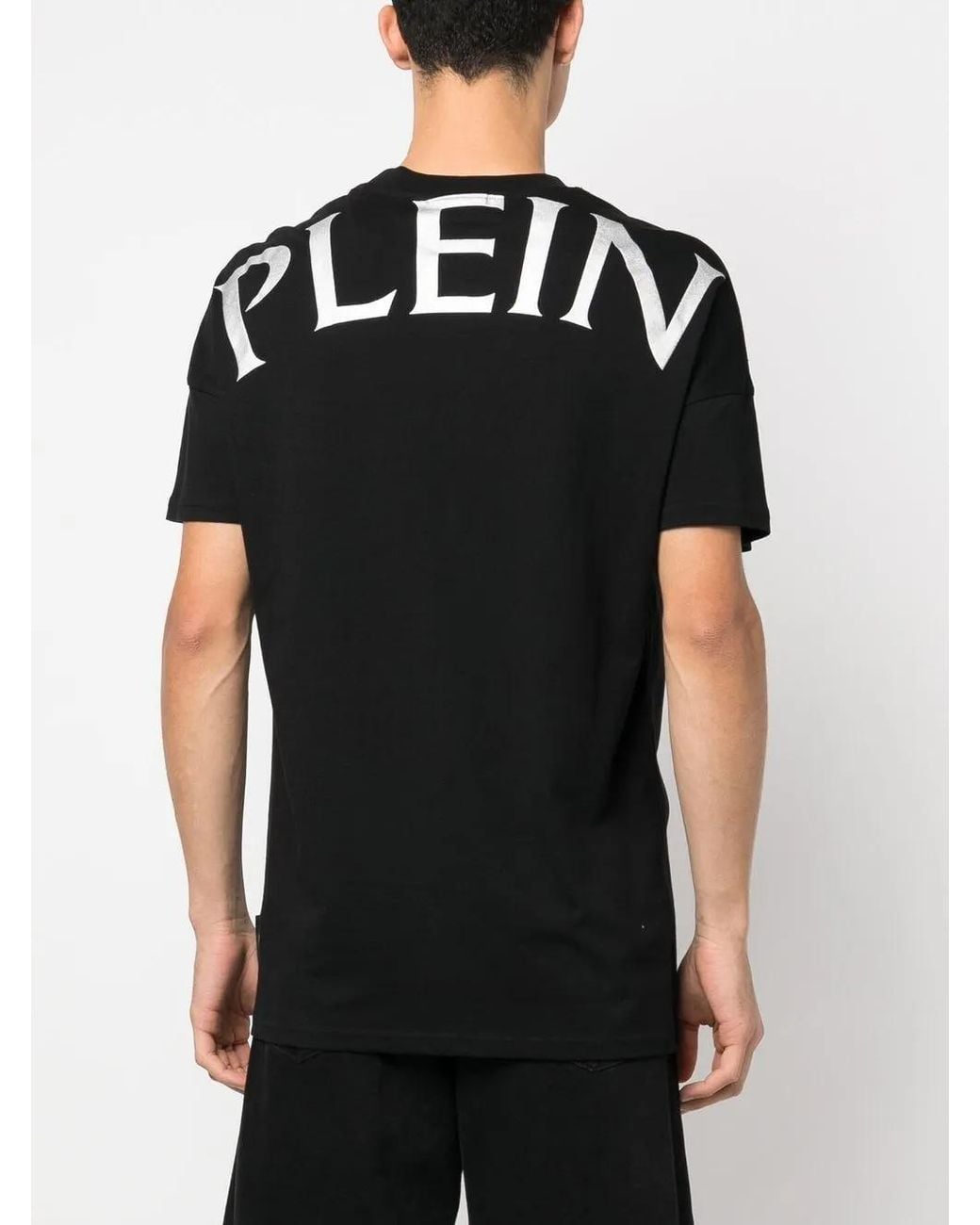 Philipp Plein Black Logo-Print Short-Sleeved T-Shirt for men