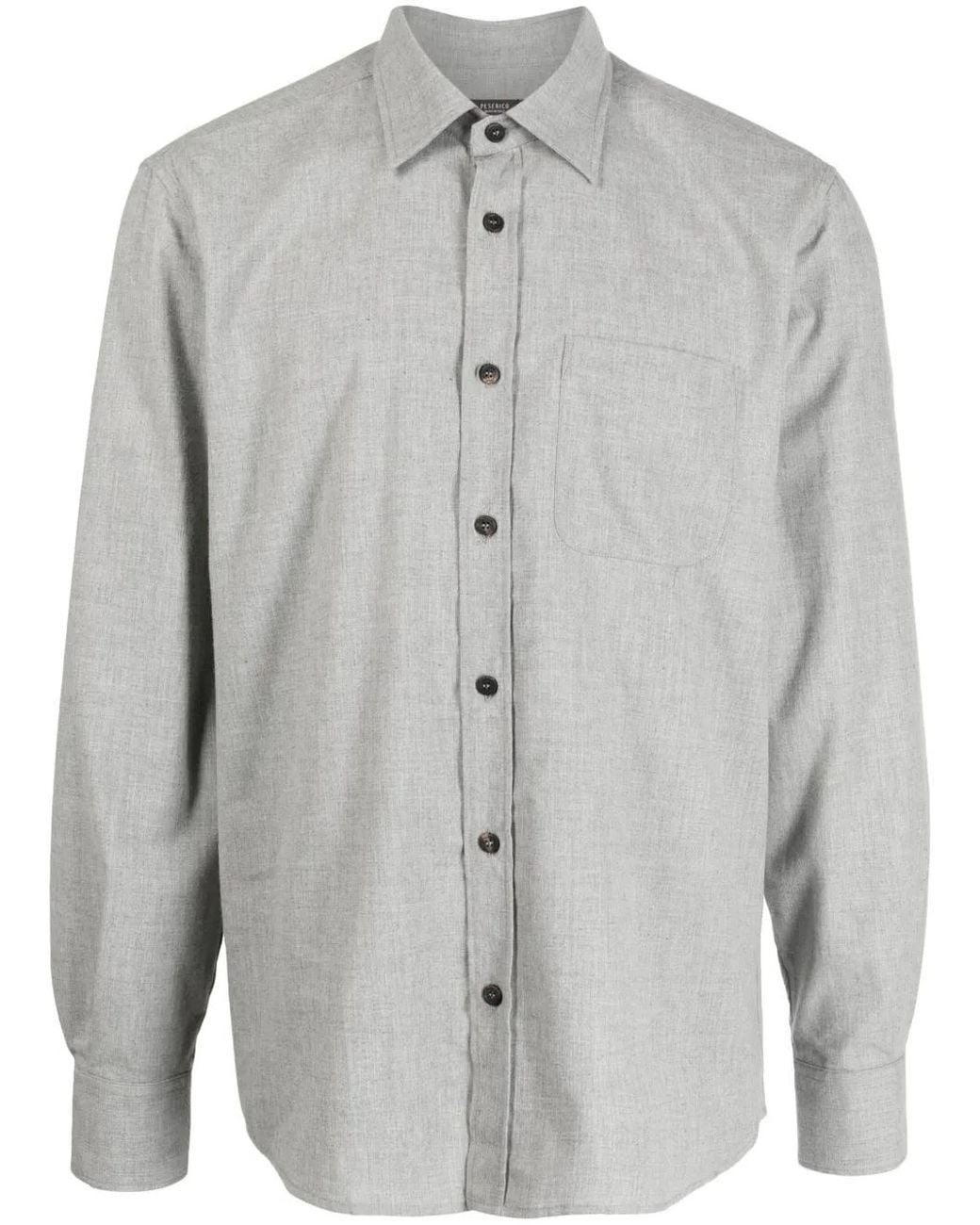 Peserico Gray Long-Sleeve Cotton Shirt for men