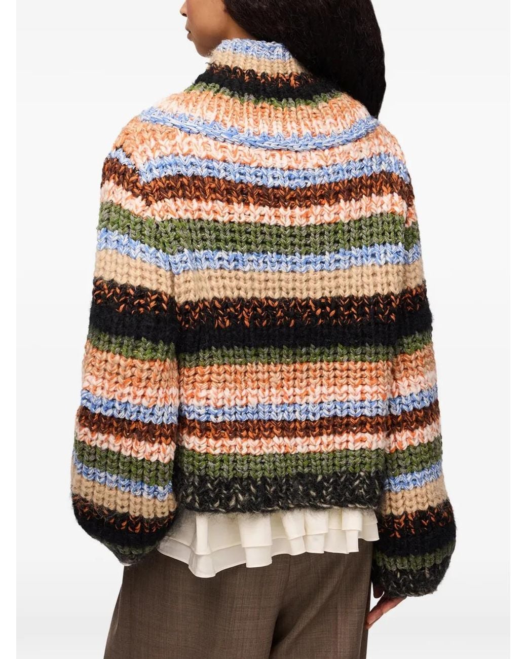 Ganni Black Striped Chunky-Knit Sweater
