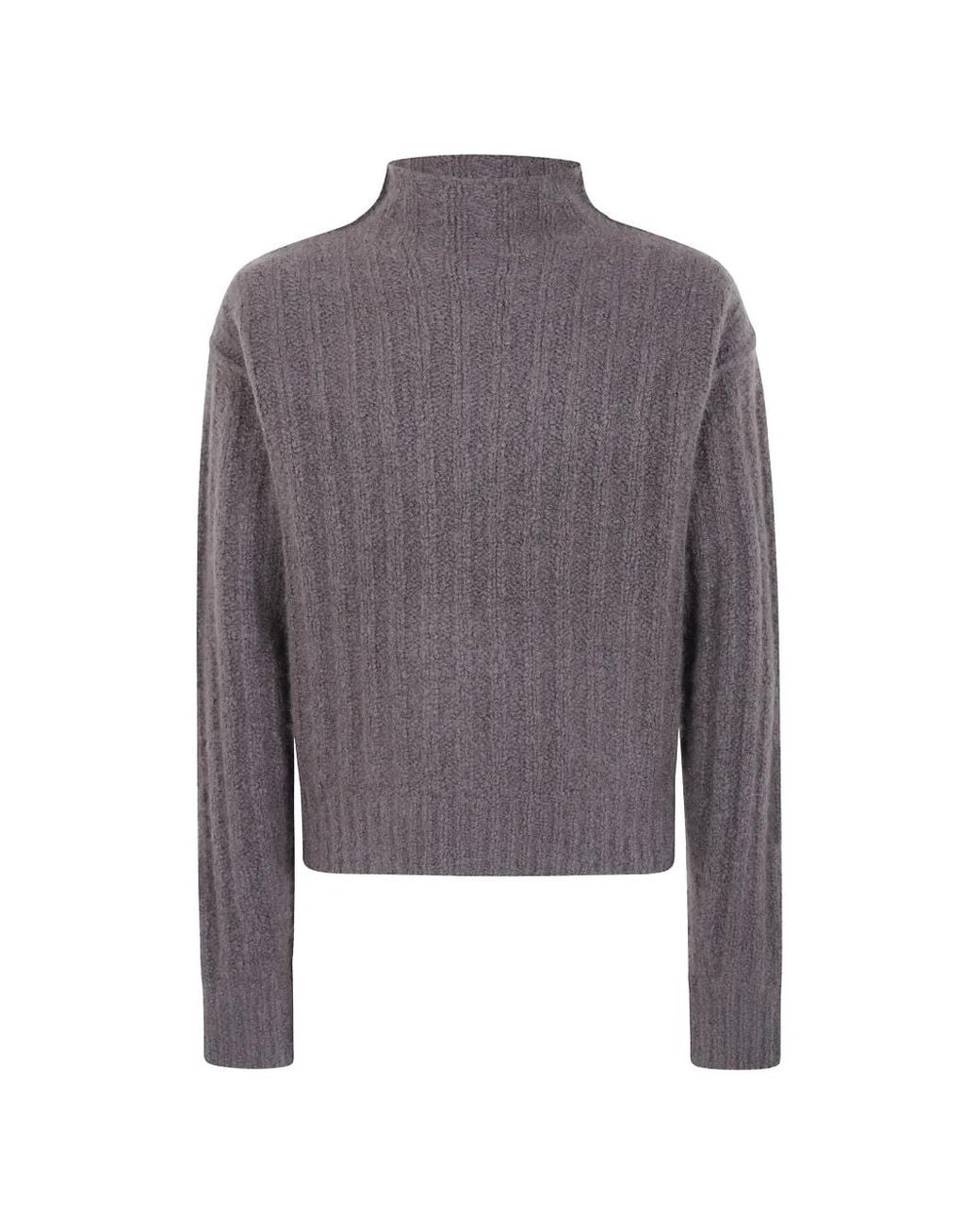 Rick Owens Gray Turtle Ribbed-Knit High-Neck Sweater for men