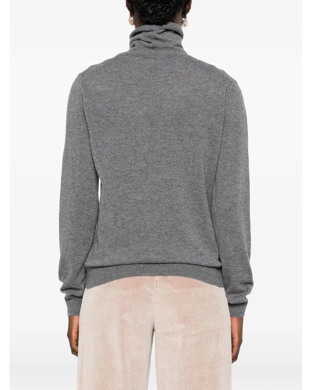 Peserico Gray Roll-Neck Sweater