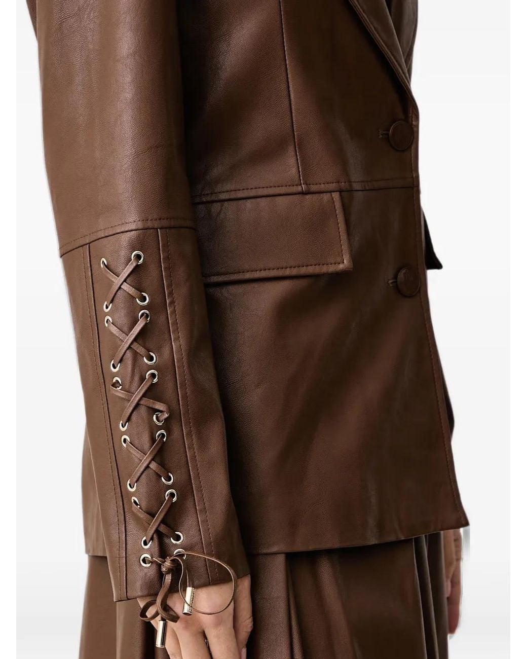 Fracomina Brown Lace-Up-Sleeve Blazer