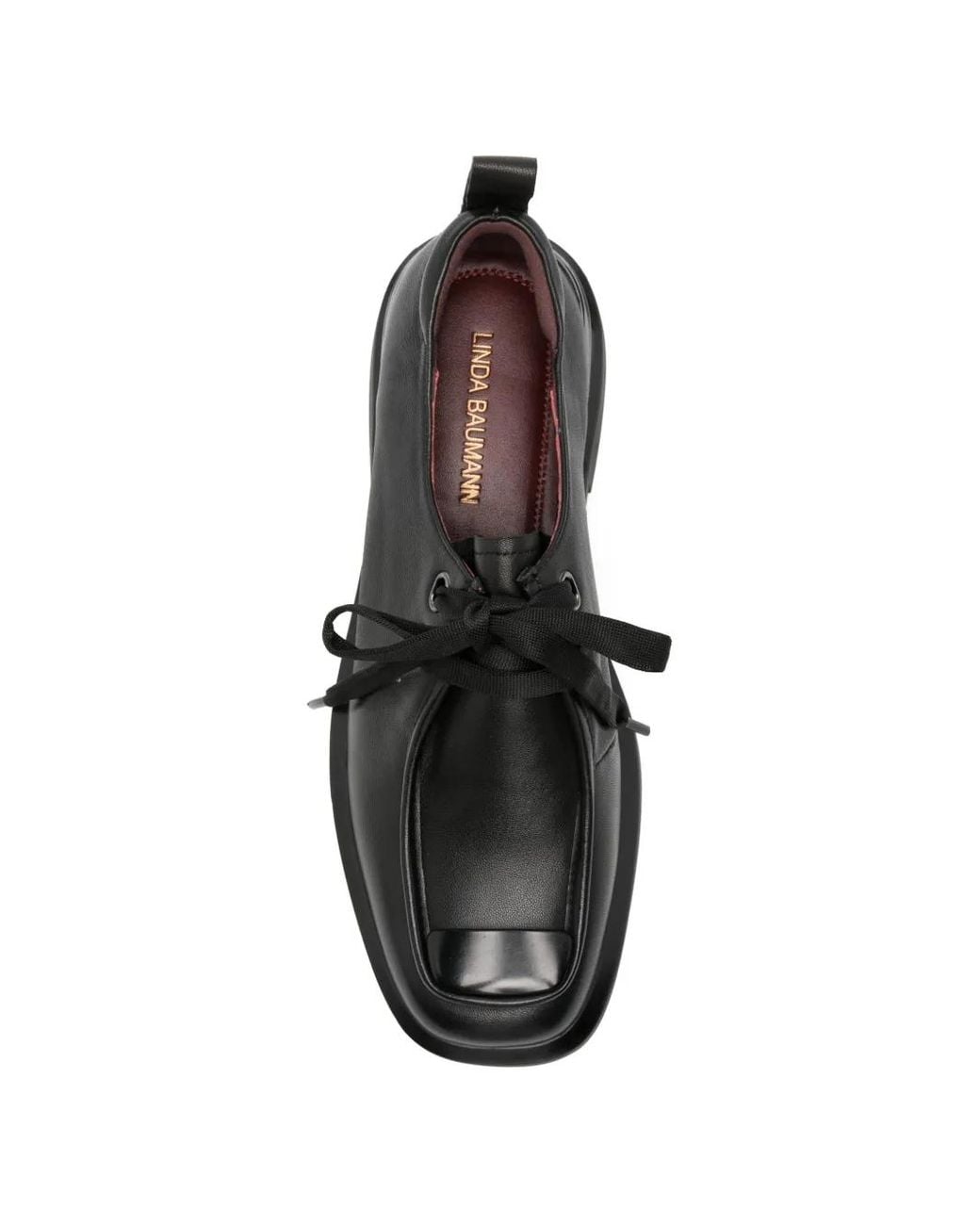 Linda Baumann Black Lace-Up Fastening Derby Shoes