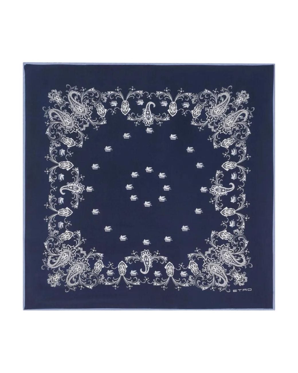 Etro Blue Squared Foulard Print Scarf for men