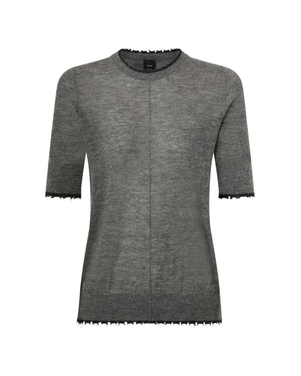 Pinko Gray Short-Sleeved T-Shirt With Frayed Edges