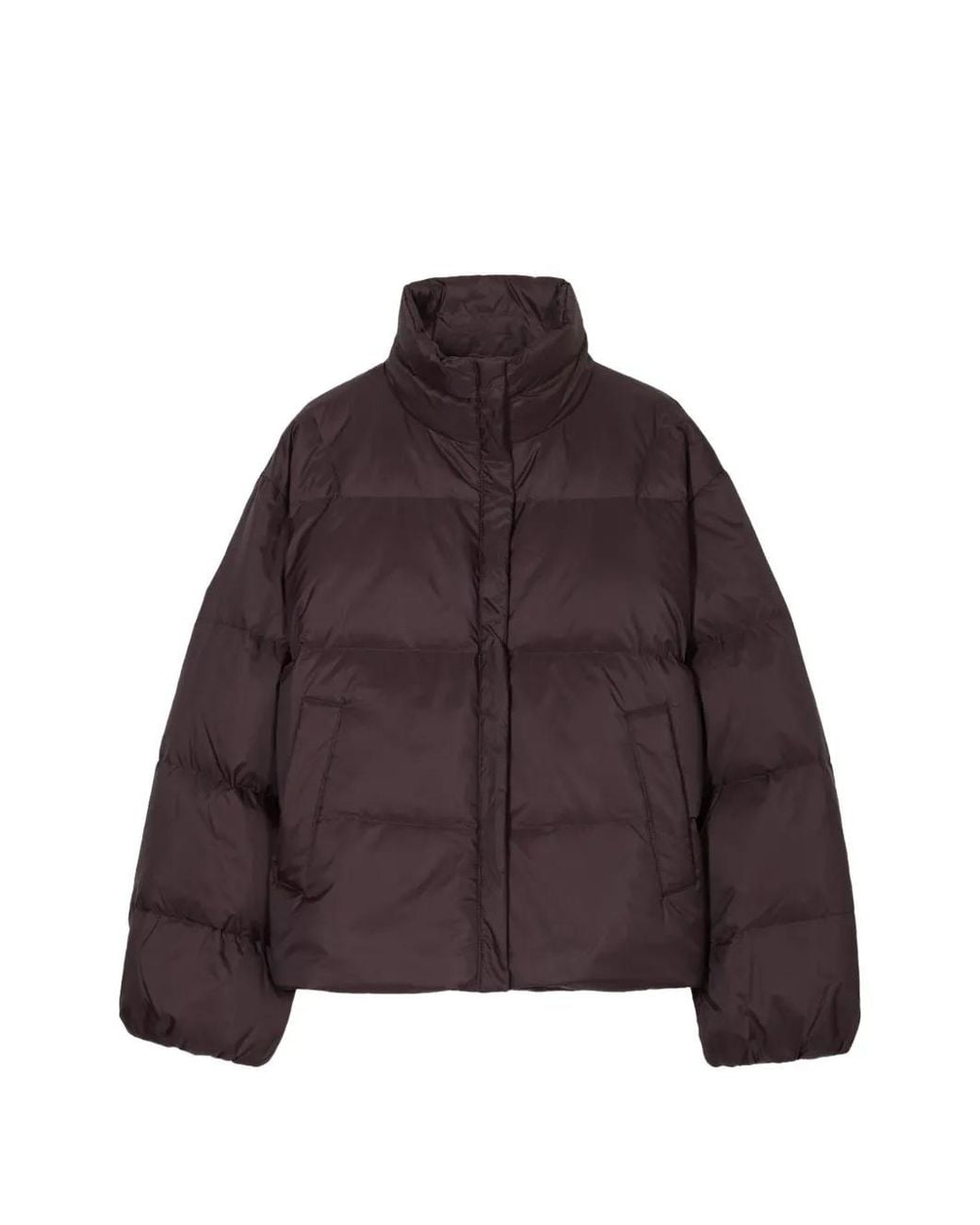Closed Purple Cropped Puffer Jacket