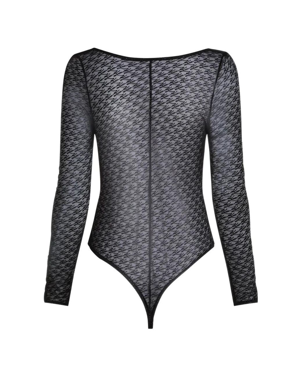 Karl Lagerfeld Black Autograph Mesh Bodysuit