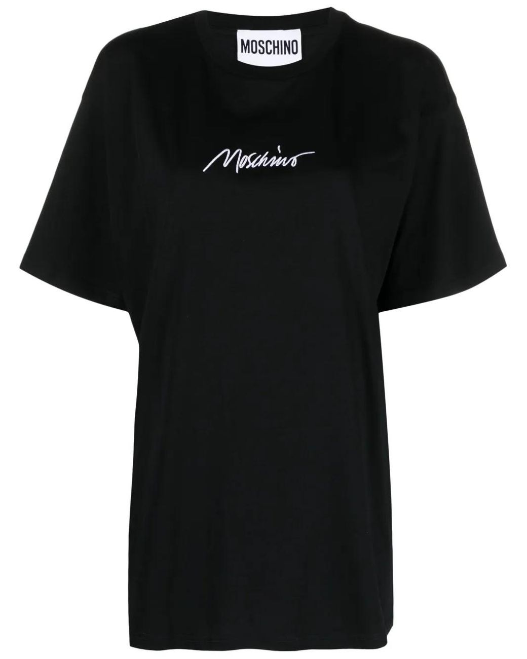 Moschino Black Logo-Embroidered Cotton T-Shirt