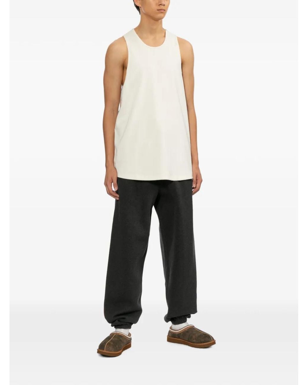 Essentials White Logo-Patch Track Pants for men
