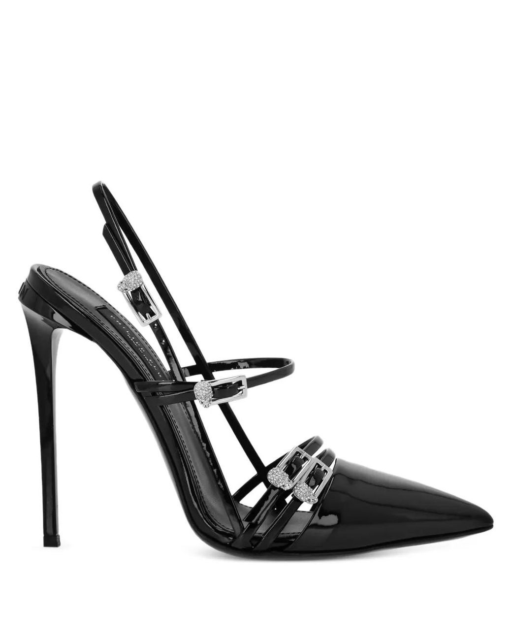 Philipp Plein Metallic Buckle-Embellished Slingback Pumps