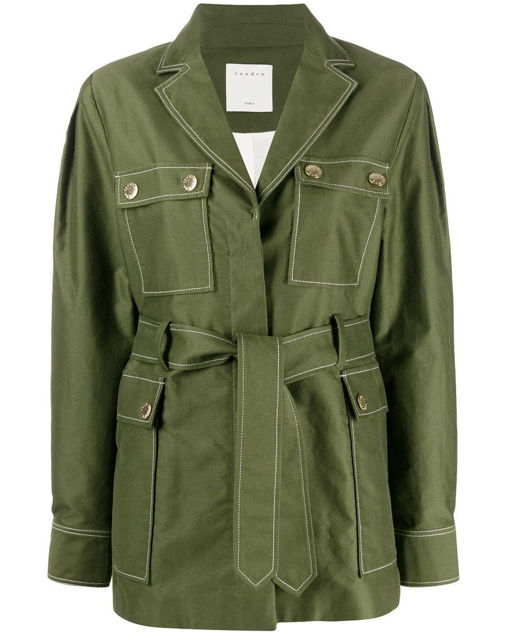 Sandro Belted Utility Jacket in Green Lyst