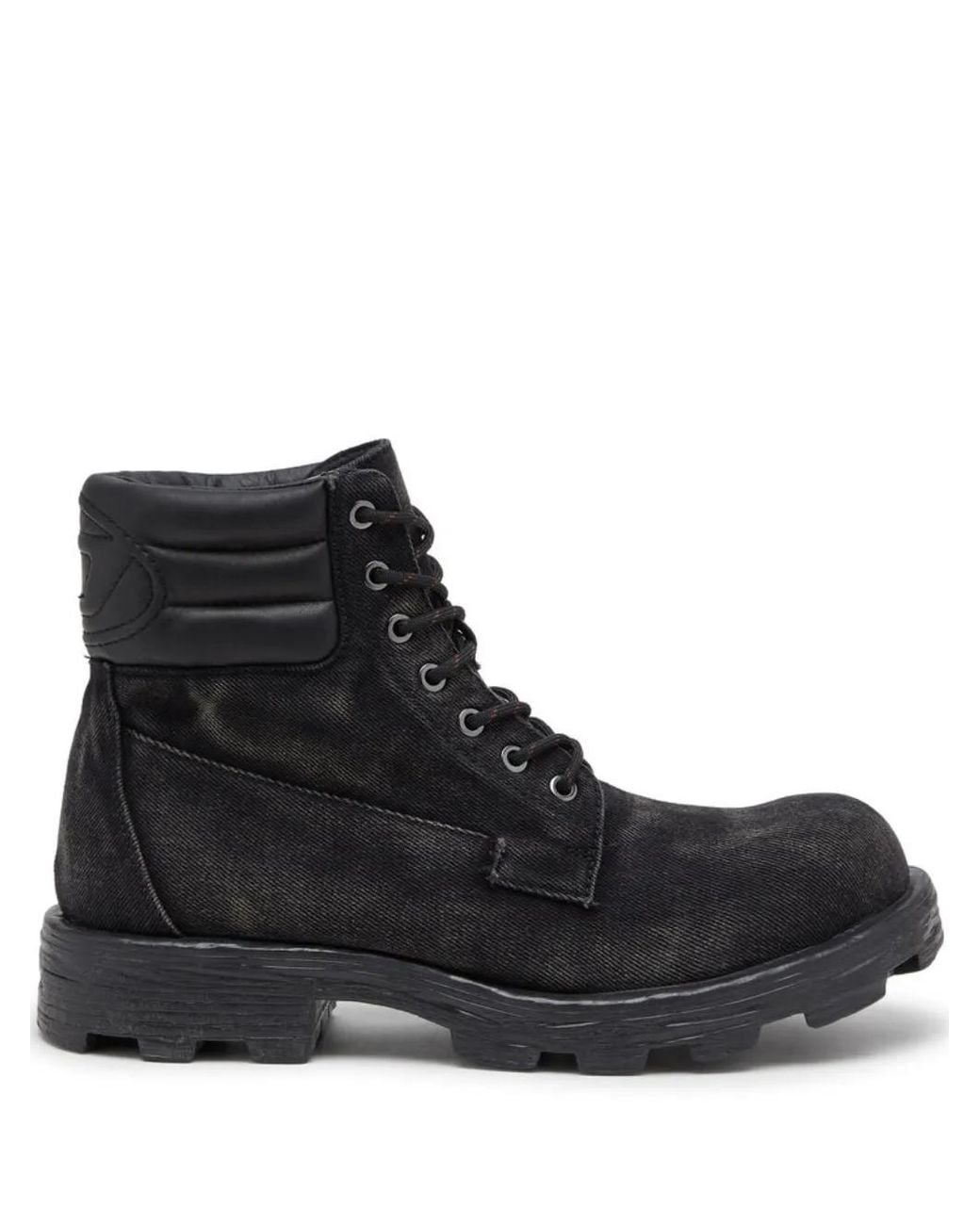 DIESEL Black D-Hammer Faded Lace-Up Boots for men