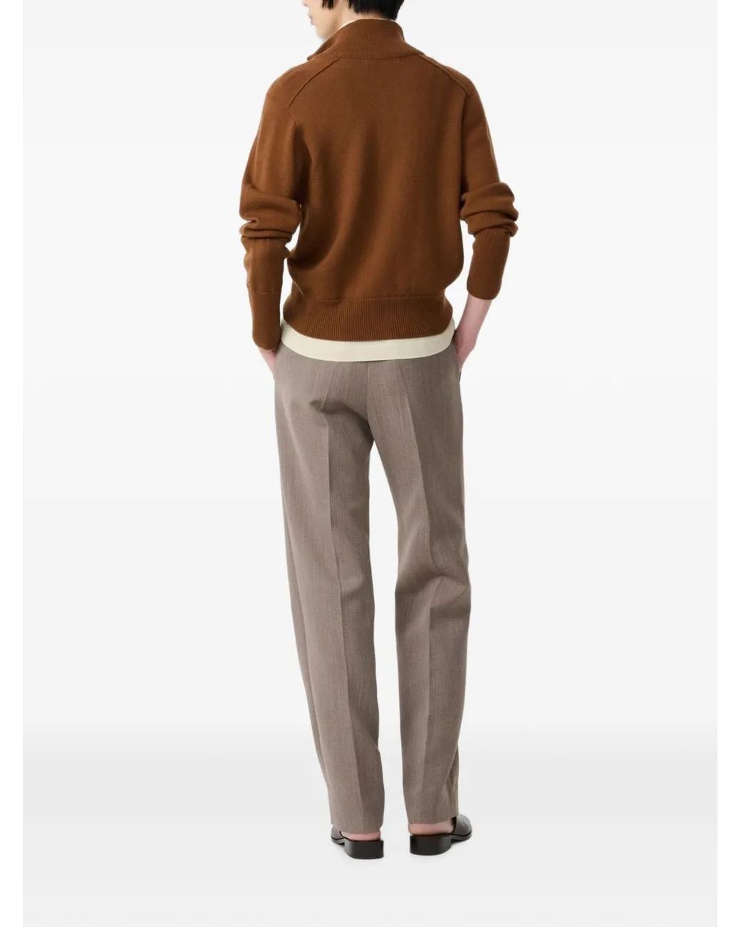 Studio Nicholson Brown Maren Half-Zip Sweater
