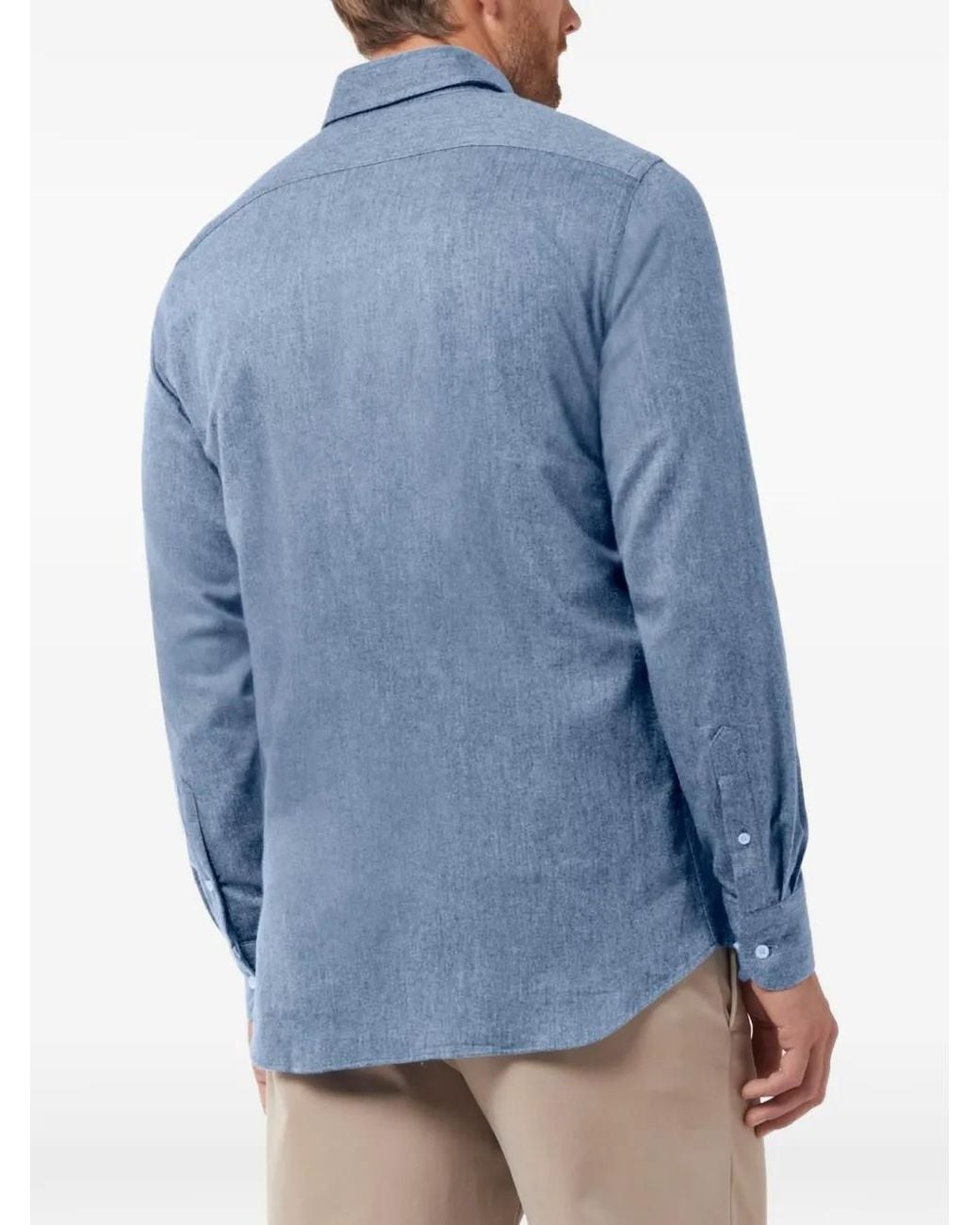 Paul & Shark Blue Cotton Flannel Shirt for men
