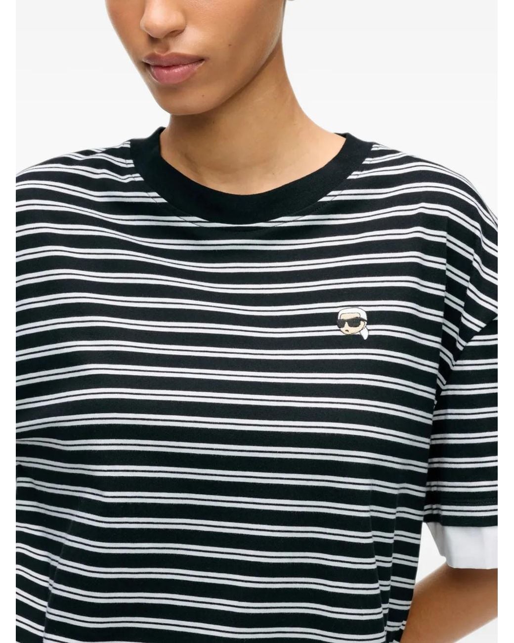 Karl Lagerfeld Black Ikon Striped T-Shirt
