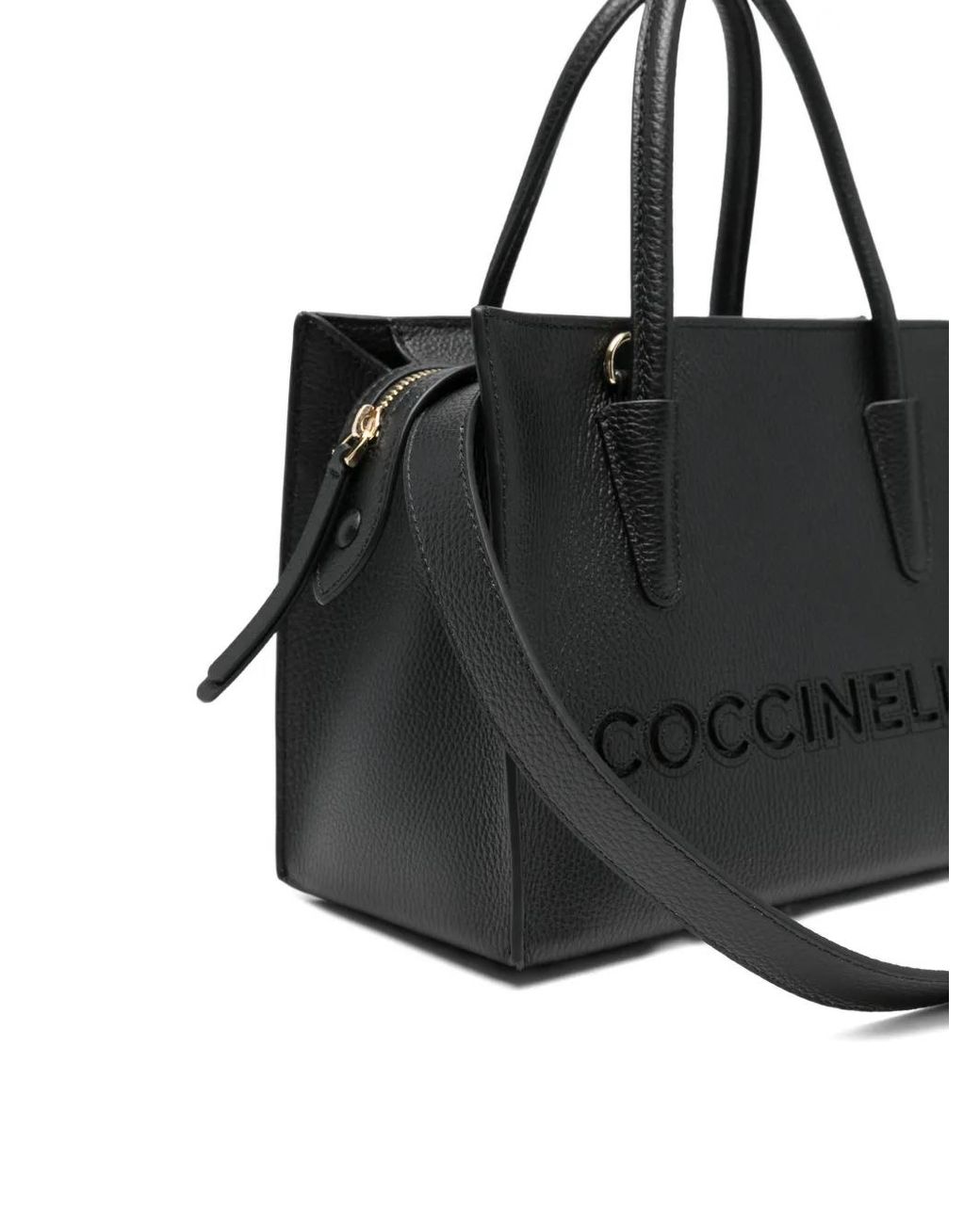 Coccinelle Black Grained Leather Tote Bag