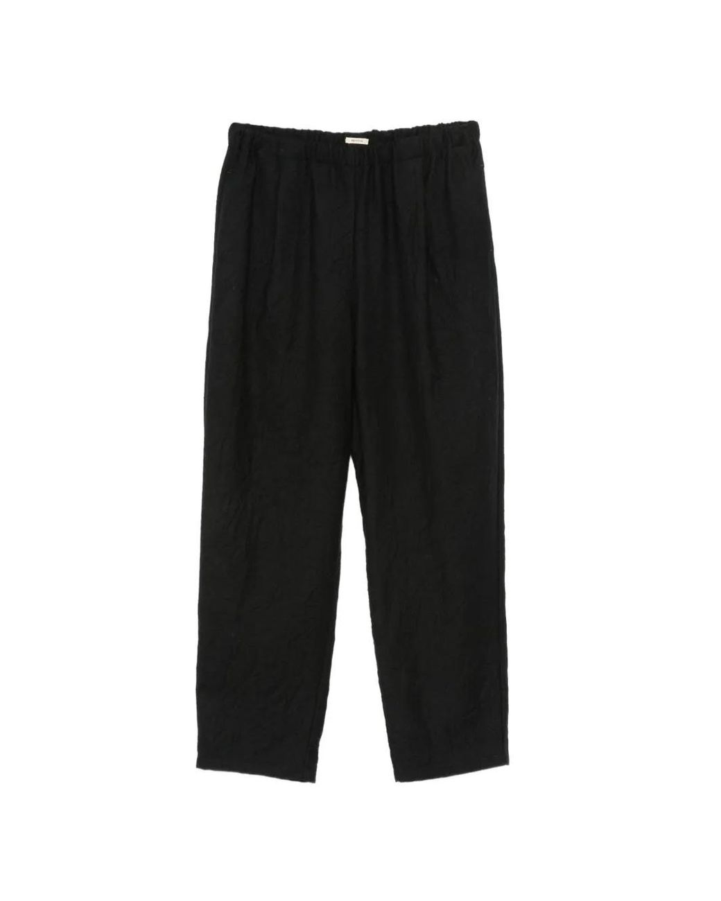 Apuntob Black Pantalon De Jogging En Laine Vierge À Taille Élastiquée