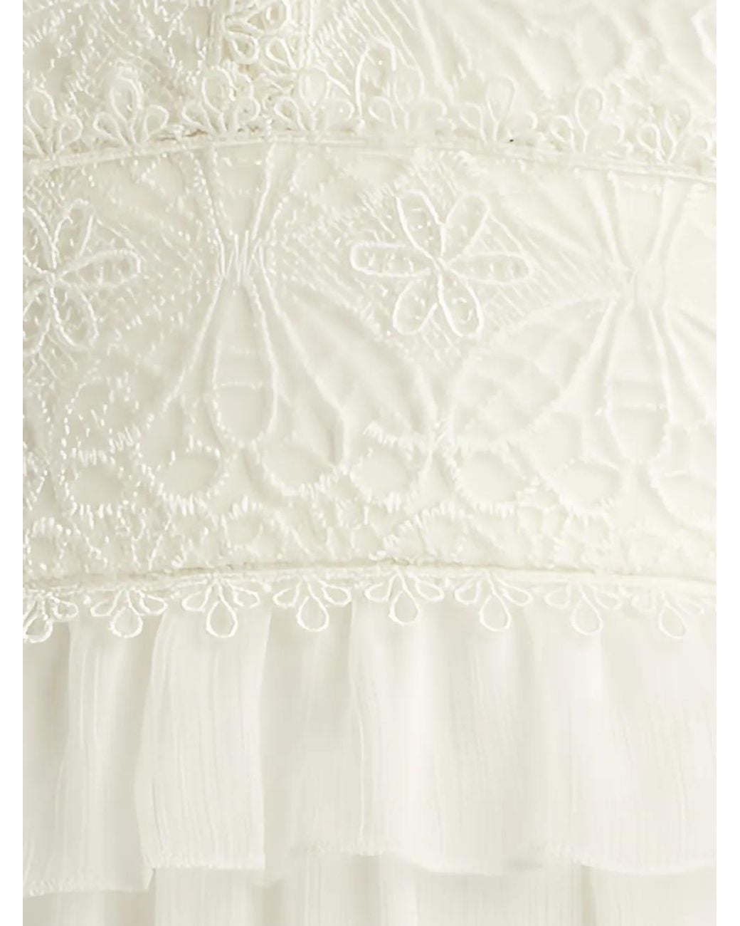 Tadashi Shoji White Maxi Shiva Lace-Panelled Tiered Dress