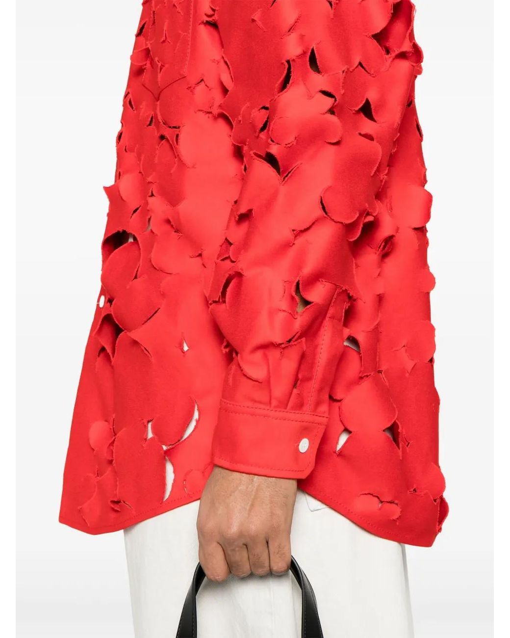 Marni Red Cut-Out Detail Cotton Shirt for men
