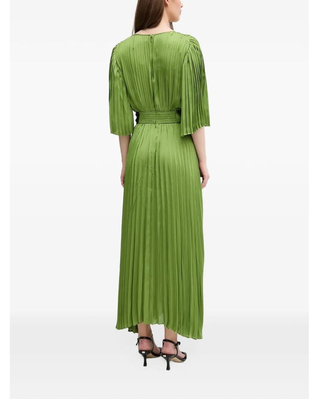 Joseph Ribkoff Green Pleated Twist-Detail Dress