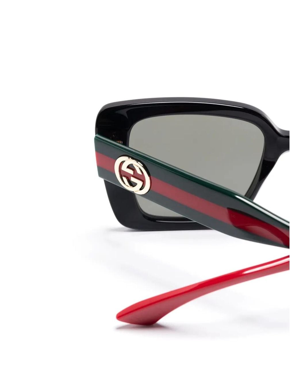 Gucci Black Web-Stripe Square-Frame Sunglasses