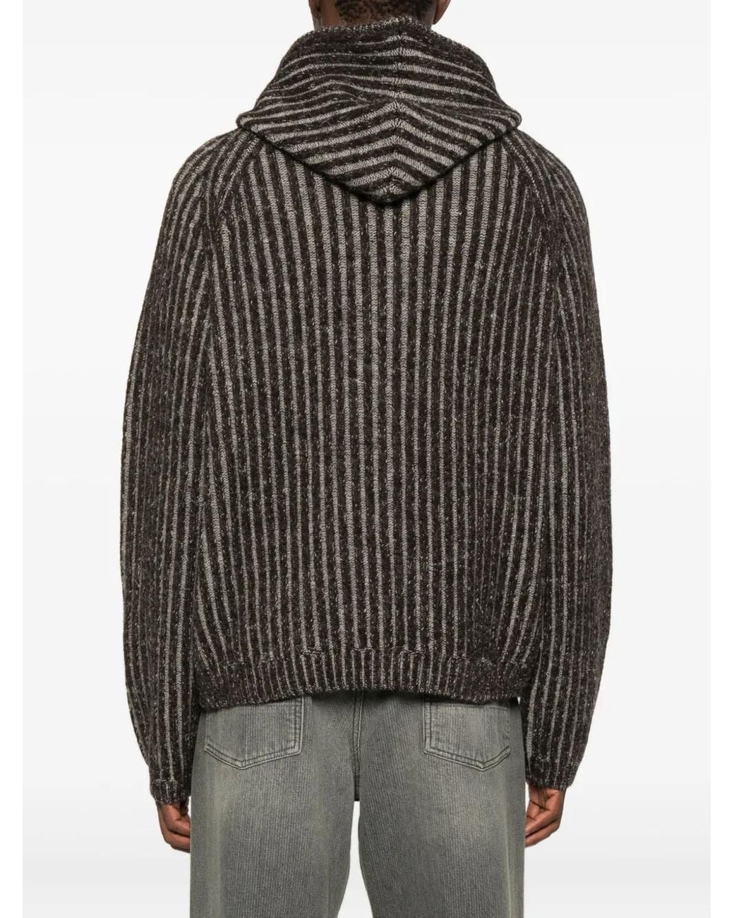 Our Legacy Black Striped Hooded Cardigan for men