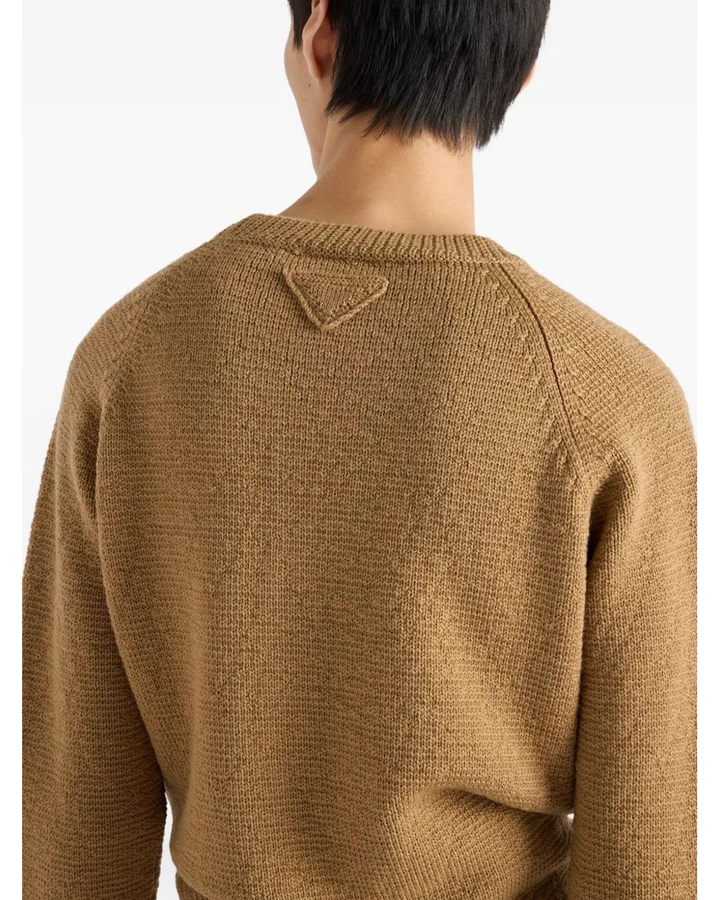 Prada Natural Wool Crew-Neck Sweater for men