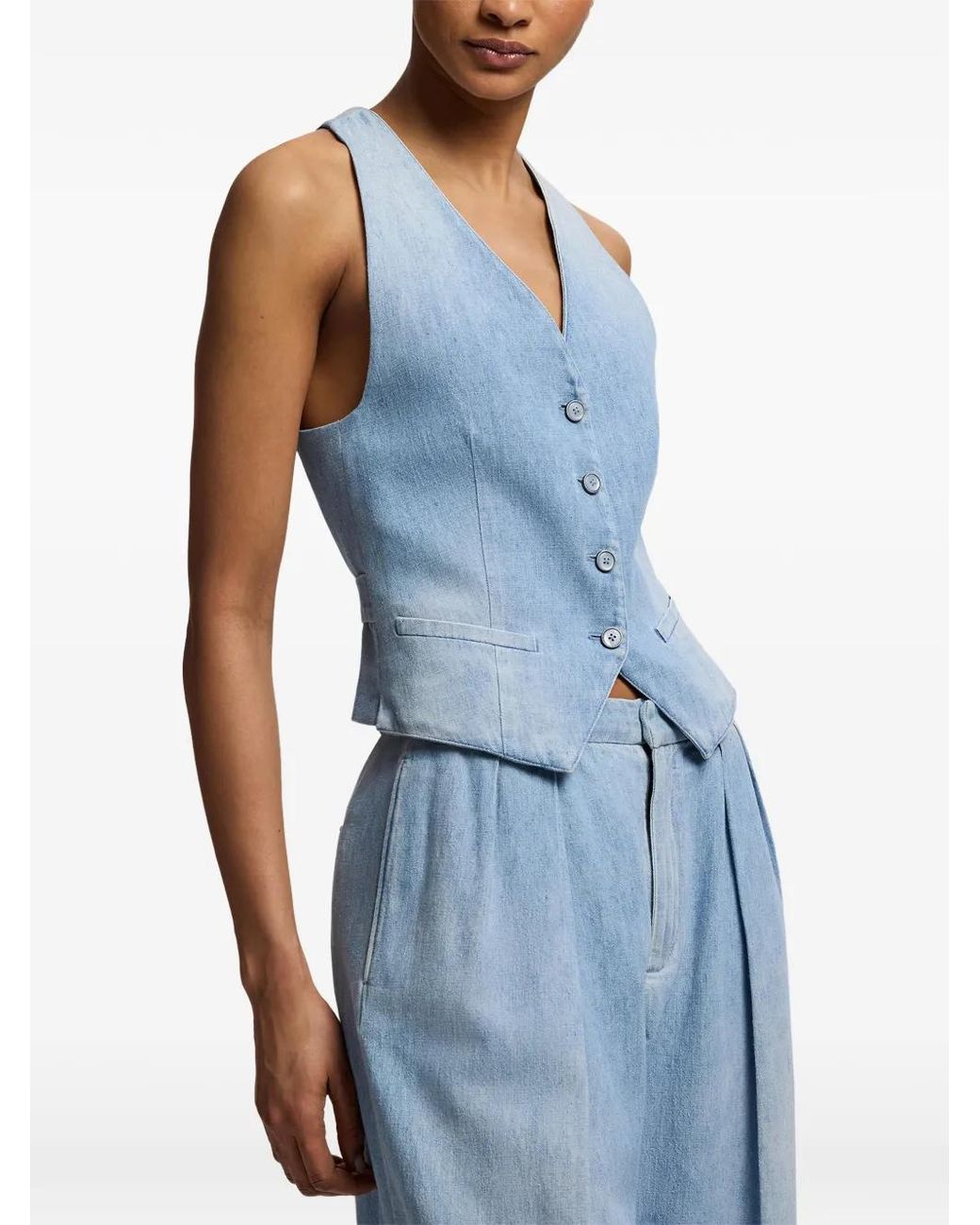 Ralph Lauren Blue Clarissa Cotton Denim Vest