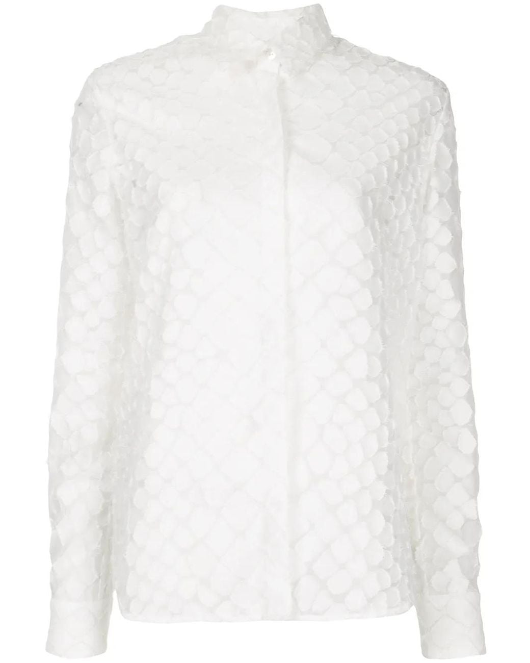 Alex Perry White Ashton Textured Long Sleeve Shirt