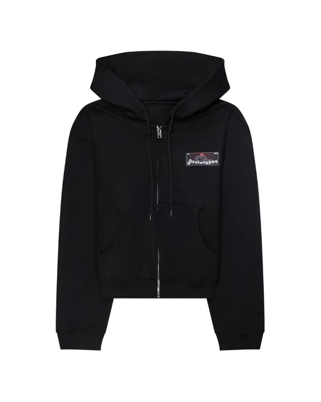 PROTOTYPES Black Logo-Patch Zip-Up Hoodie for men