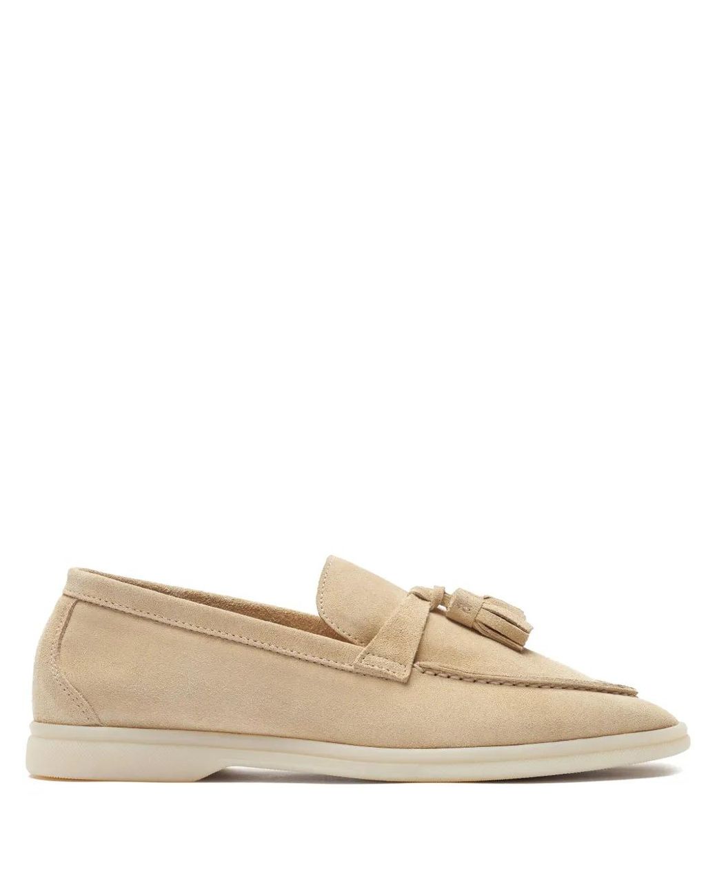 Scarosso Natural Suede Tassel Loafers With Branded Insole