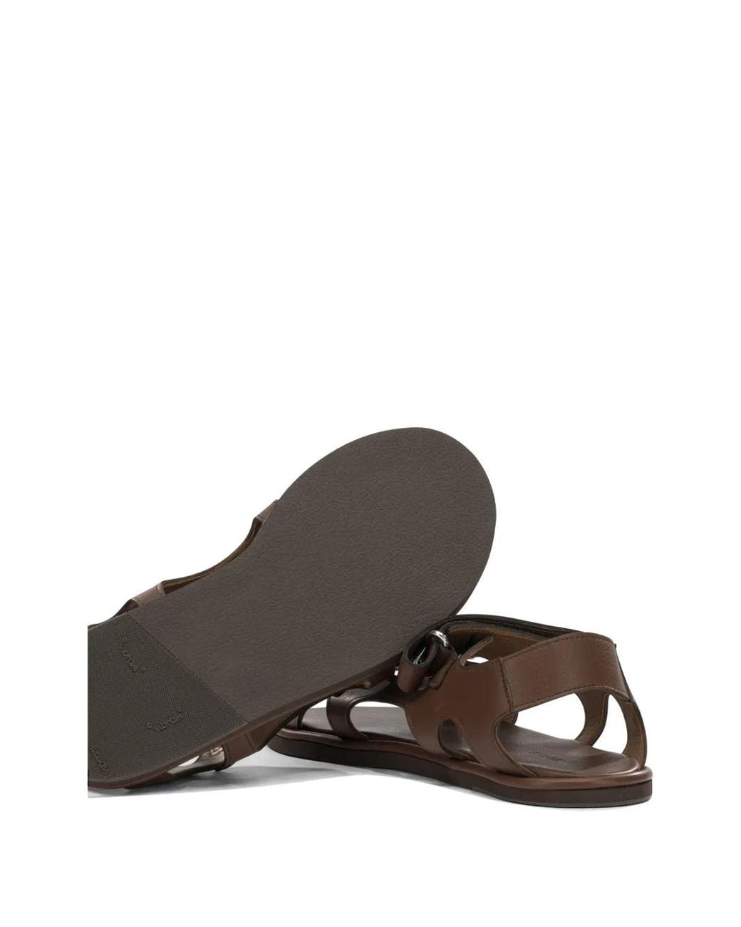 Auralee Brown Leather Flat Sandals