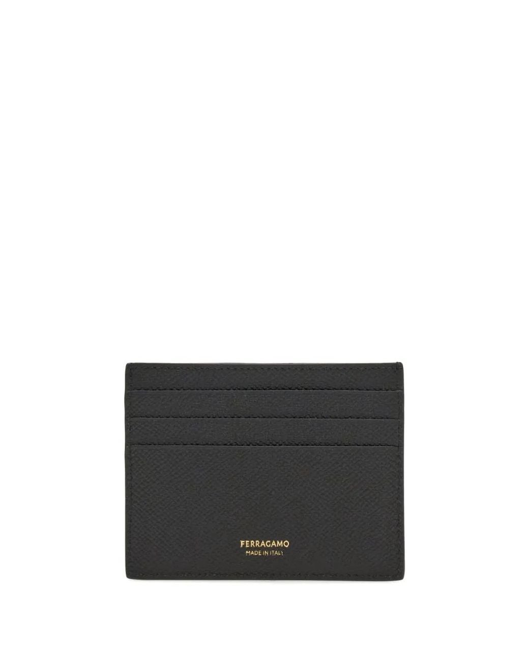 Ferragamo Black Micro Gancio Leather Card Case for men
