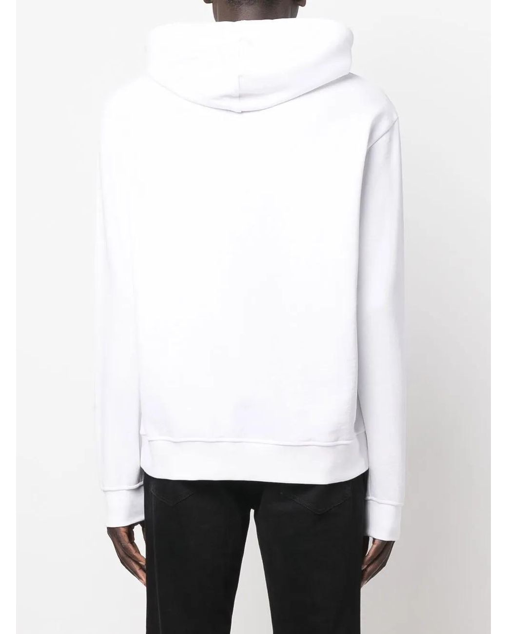Billionaire White Logo-Crest Drawstring Hoodie for men