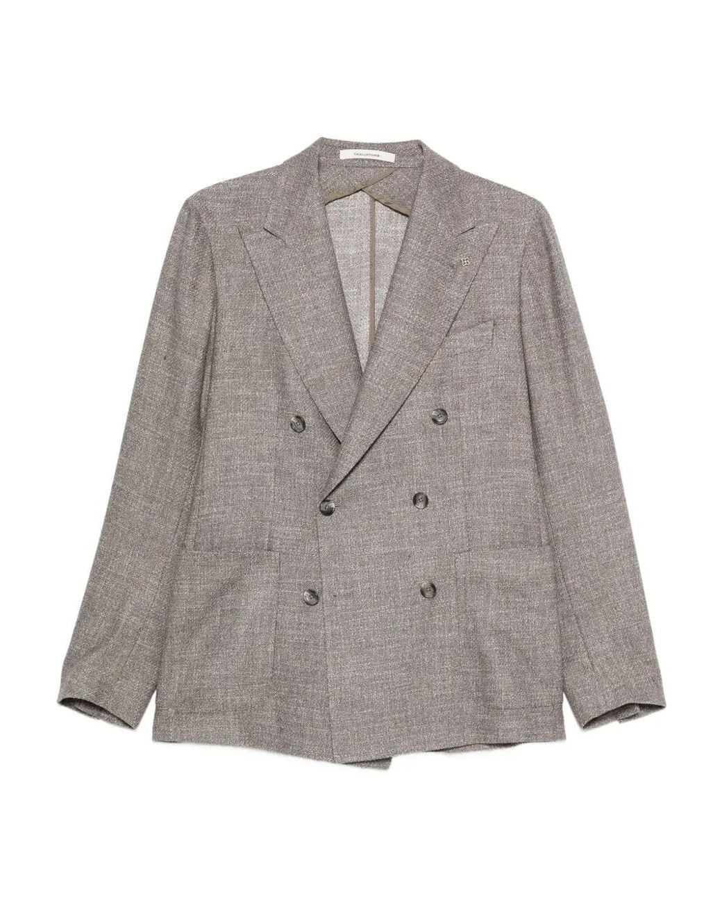 Tagliatore Gray Double-Breasted Textured Jacket for men