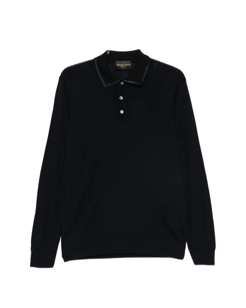 Alberto Gozzi Black Contrast-Stitched Wool Sweater for men