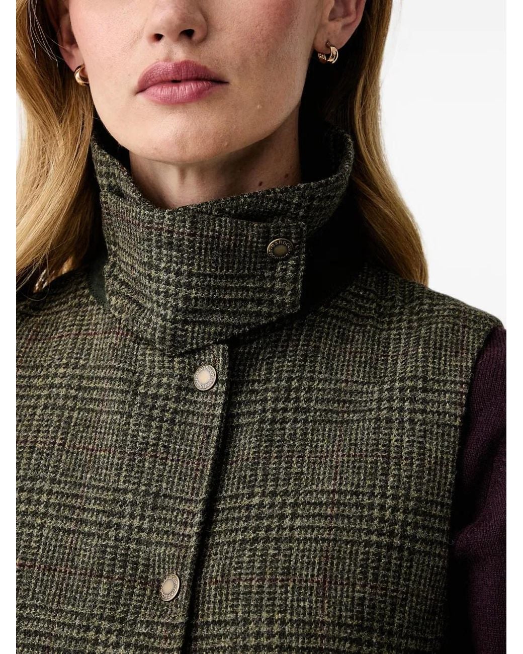 Barbour Black Joyce Check-Pattern Sleeveless Jacket