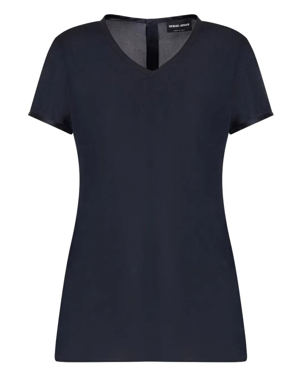 Giorgio Armani Blue V-Neck Silk Blouse