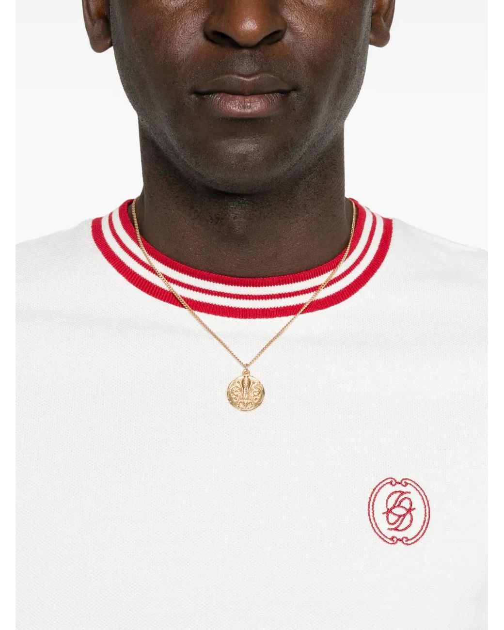 Drole de Monsieur White Sweat À Logo Brodé Et Bord Rayé for men